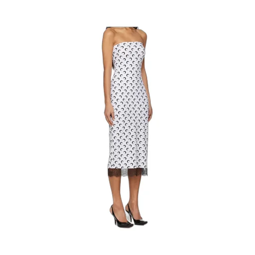 White Recycled Moon Jersey Bustier Midi Dress