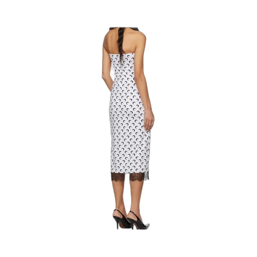 White Recycled Moon Jersey Bustier Midi Dress