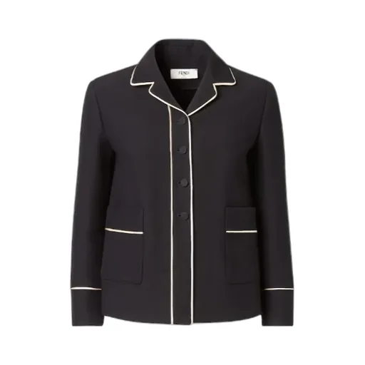 Fendi Long Sleeved Contrasted-Trim Jacket