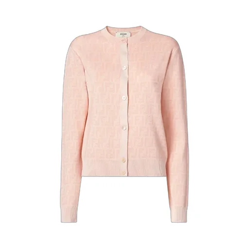 Fendi Ff Jacquard Crewneck Buttoned Cardigan