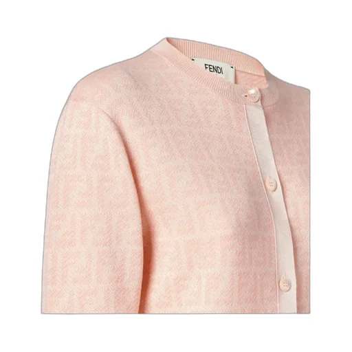 Fendi Ff Jacquard Crewneck Buttoned Cardigan