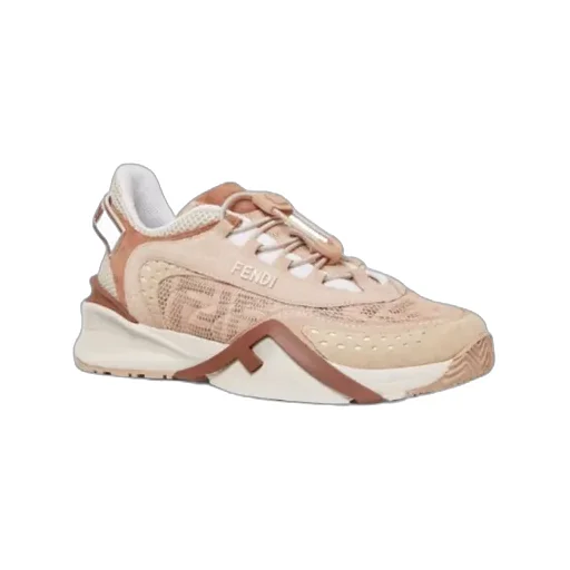 Fendi Flow Pink Mesh And Suede Low-Tops