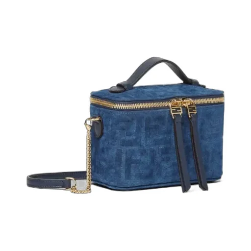 Fendi Vanity Blue Ff Denim Flocked Mini-Bag