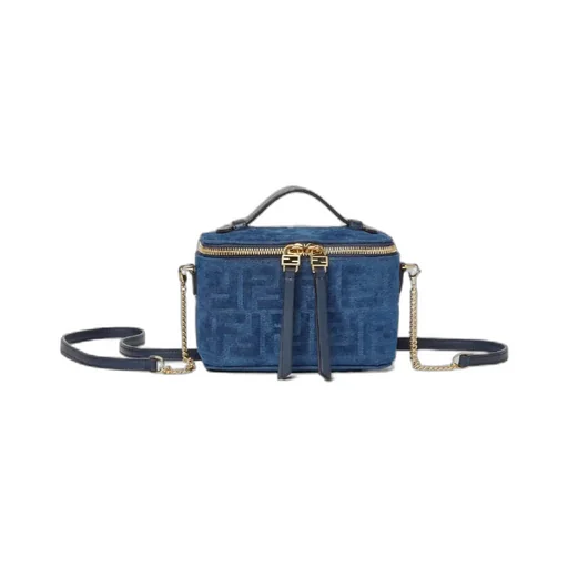 Fendi Vanity Blue Ff Denim Flocked Mini-Bag