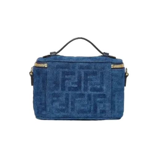 Fendi Vanity Blue Ff Denim Flocked Mini-Bag