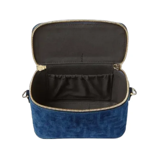 Fendi Vanity Blue Ff Denim Flocked Mini-Bag