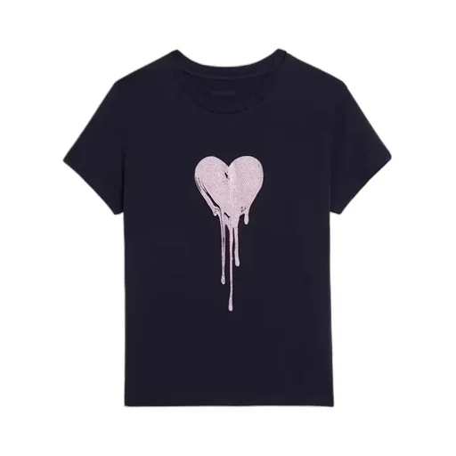 Blue Zadig & Voltaire Walk Heart Embellished T-Shirt