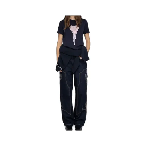Blue Zadig & Voltaire Walk Heart Embellished T-Shirt