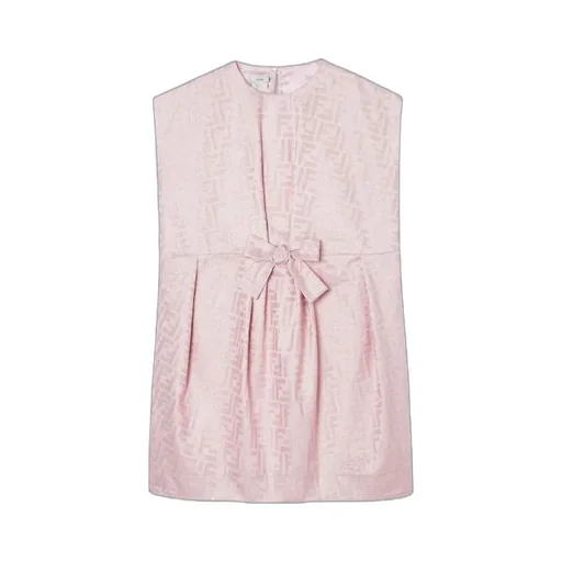 Pink Jacquard Cotton Junior Dress