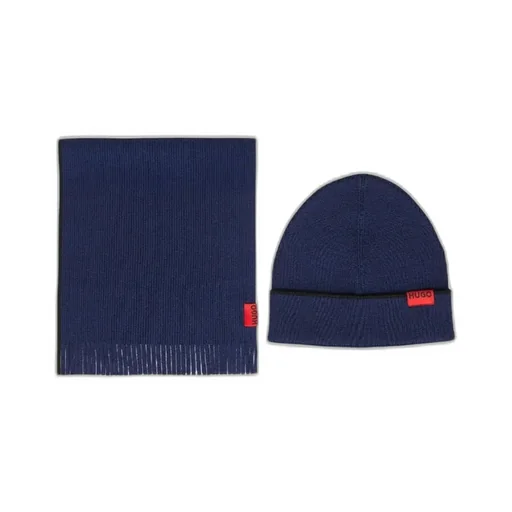 Logo-Detail Fringed Beanie Set