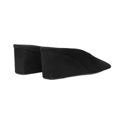 Cube Wedge Mules In Suede Goatskin