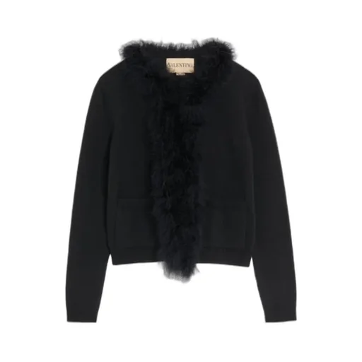 Wool Cardigan With Feathers