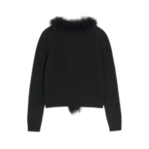Wool Cardigan With Feathers