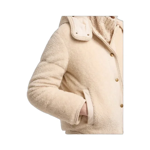 Ciboulette Braided Trim Teddy Hooded Short Down Jacket