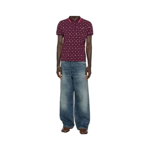 Patterned Trim Polo Shirt