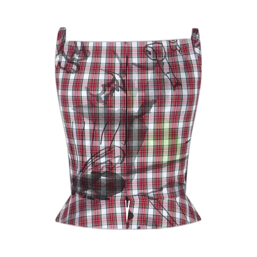 Vivienne Westwood Plaid Draped Sleeveless Top