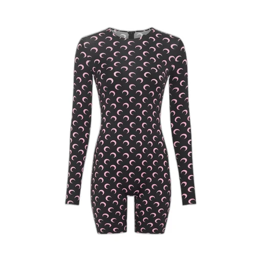 Marine Serre Moon Printed Jersey Ls Short Catsuit