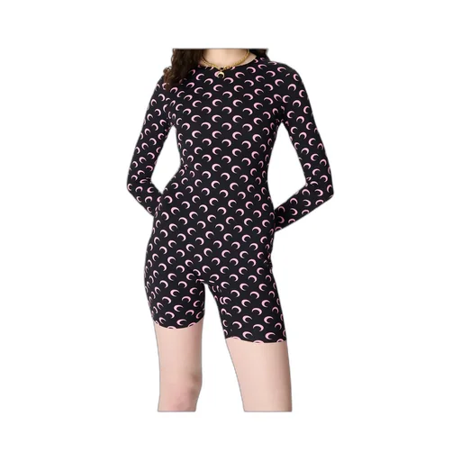 Marine Serre Moon Printed Jersey Ls Short Catsuit