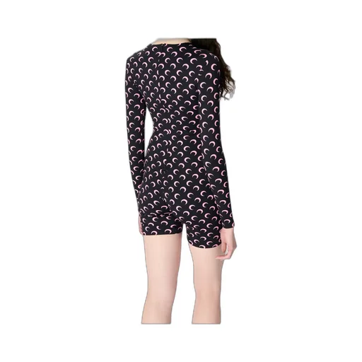 Marine Serre Moon Printed Jersey Ls Short Catsuit