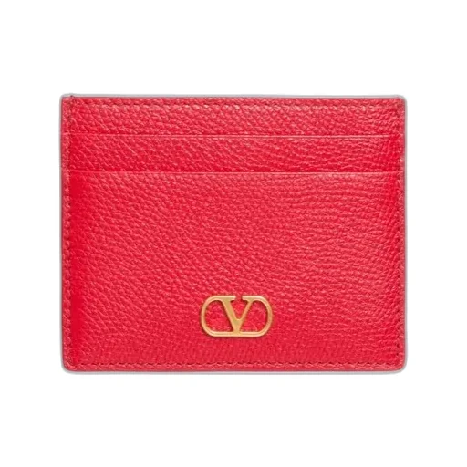 Vlogo Signature Grainy Calfskin Card Holder