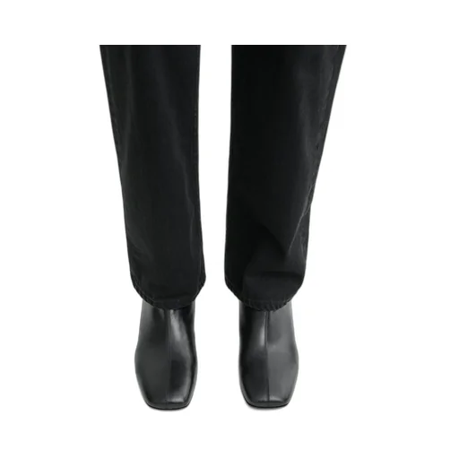 Rear-Zip Square-Toe Boots