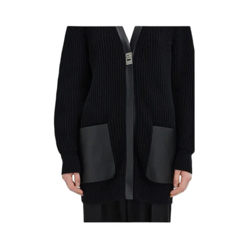 Ferragamo Leather Trim Cardigan