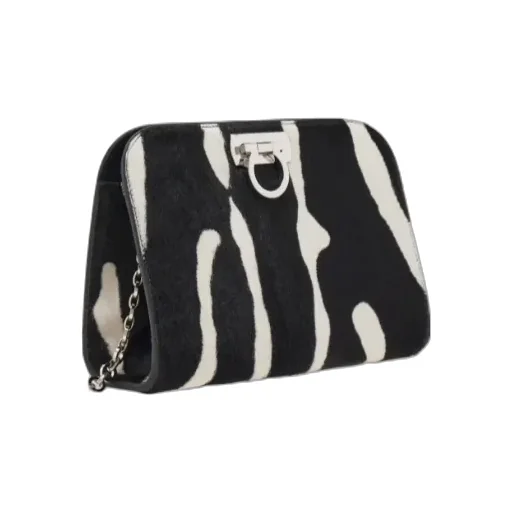 Ferragamo Diana Zebra Printed Clutch Bag