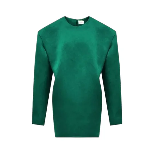 Saint Laurent Crewneck Long-Sleeved Boxy Dress