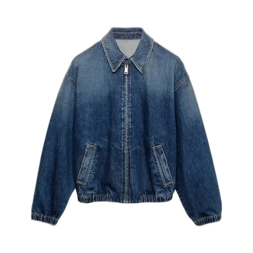 Washed Denim Blouson Jacket