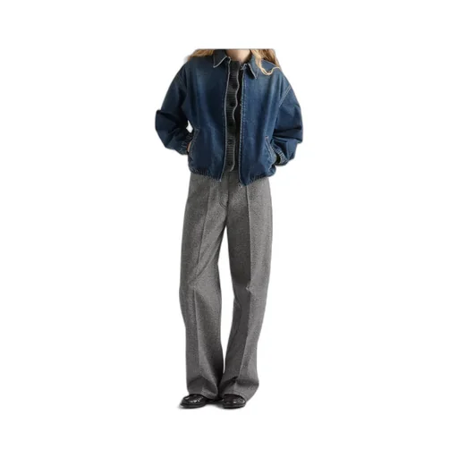 Washed Denim Blouson Jacket