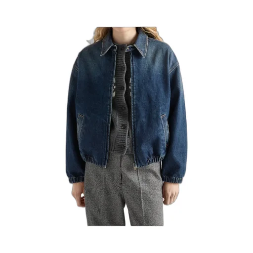Washed Denim Blouson Jacket