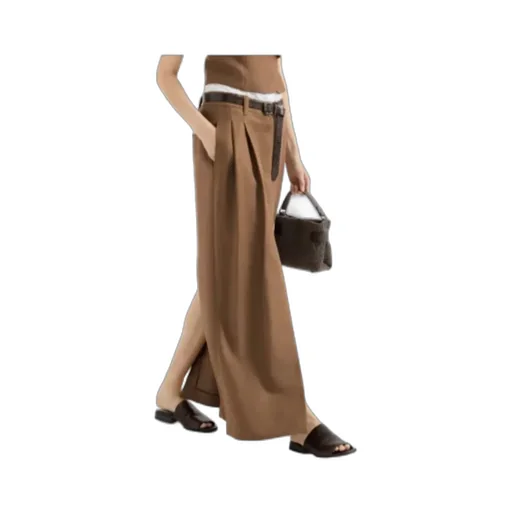 Monili-Detail Linen Midi Skirt