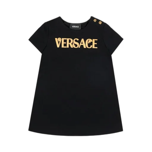 Versace Kids Logo Printed Buttoned Dress