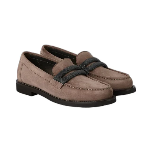 Brunello Cucinelli Precious Clamp Penny Loafers