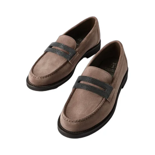 Brunello Cucinelli Precious Clamp Penny Loafers