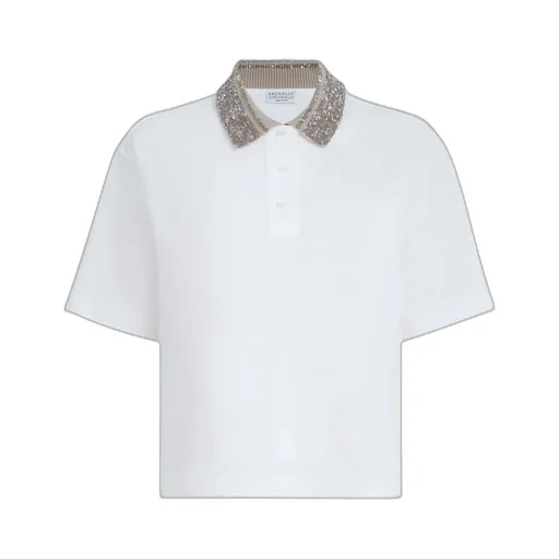 Brunello Cucinelli Sequinned Collar Polo Top