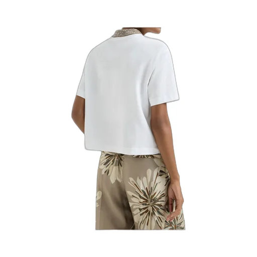 Brunello Cucinelli Sequinned Collar Polo Top
