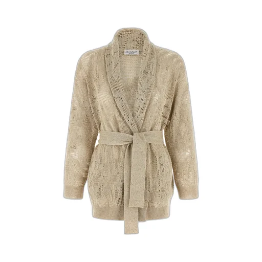 Brunello Cucinelli Crochet Belted Cardigan