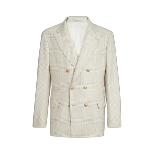 Prince Of Wales-Pattern Double-Breasted Blazer