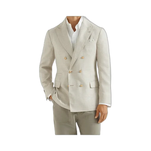 Prince Of Wales-Pattern Double-Breasted Blazer