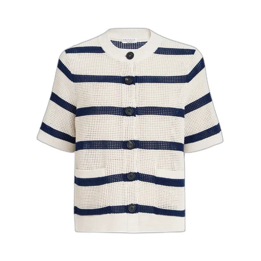 Brunello Cucinelli Net Striped Cardigan
