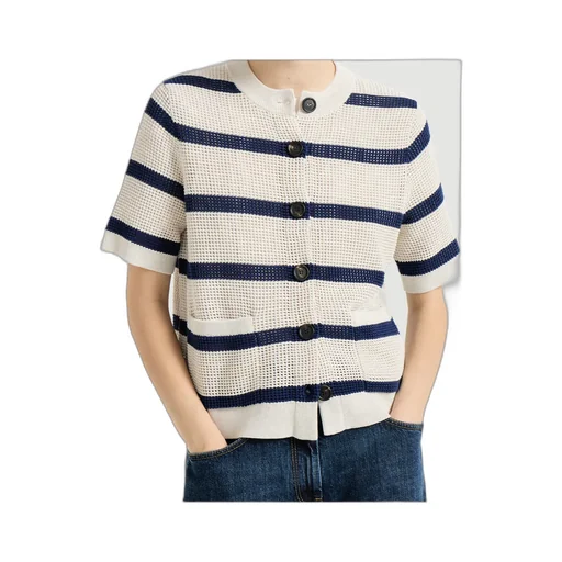 Brunello Cucinelli Net Striped Cardigan