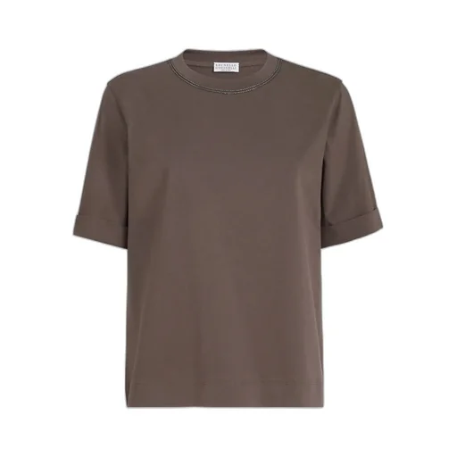 Brunello Cucinelli Shiny Trims Jersey T-Shirt