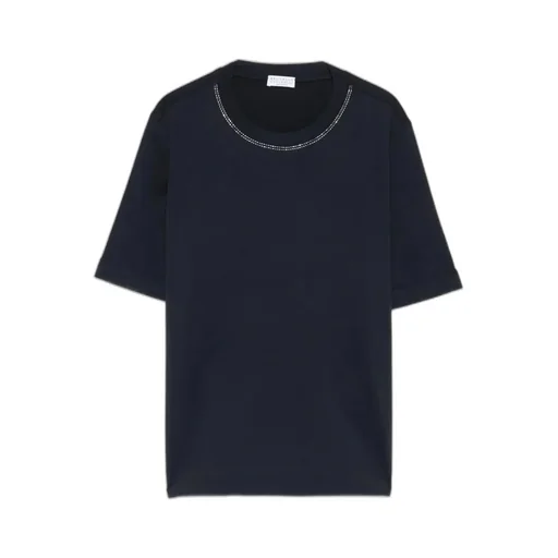 Brunello Cucinelli Shiny Trims Jersey T-Shirt