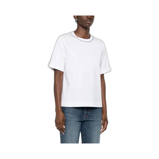 Brunello Cucinelli Shiny Trims Jersey T-Shirt