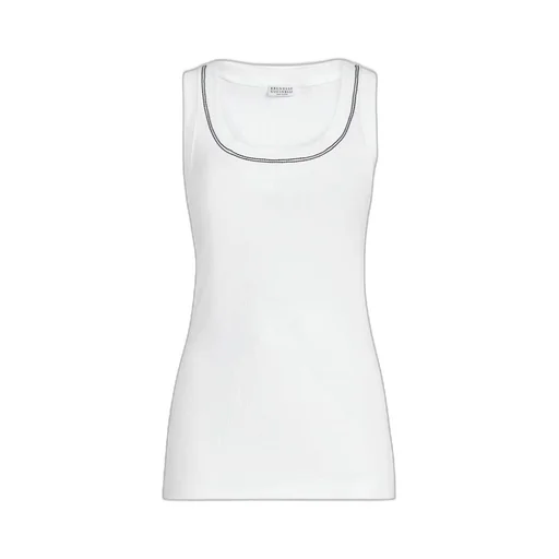 Brunello Cucinelli Shiny Trim Tank Top