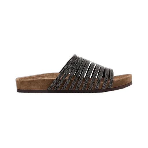 Brunello Cucinelli Strap Embellished Open Toe Sandals