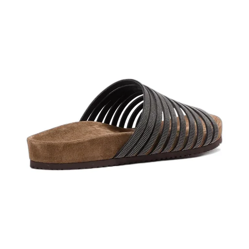 Brunello Cucinelli Strap Embellished Open Toe Sandals