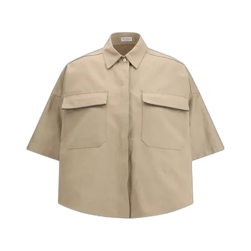 Brunello Cucinelli Collared Short-Sleeve Shirt