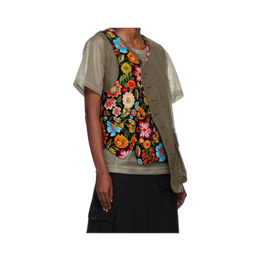 Floral Pattern Embroidery Vest